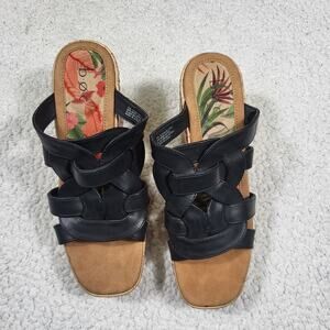 New Born Bernese Cage Wedges black Sandals Women size 9